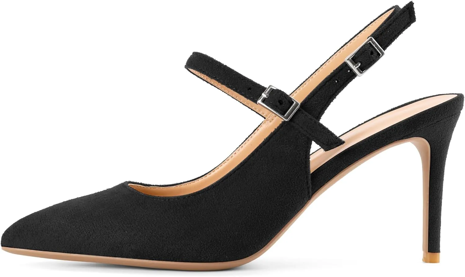 Mettesally Women's Slingback Pumps Stiletto High Heels Closed Pointed Toe Heel Ankle Strap Heeled Sandals Party Office Shoes 3 Inch