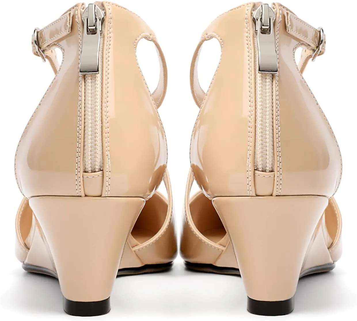 Mettesally Women's Wedges Heels Criss Cross Heeled Sandals Pointed Toe Ankle Strap Heel Pumps Fashion Dress Shoes