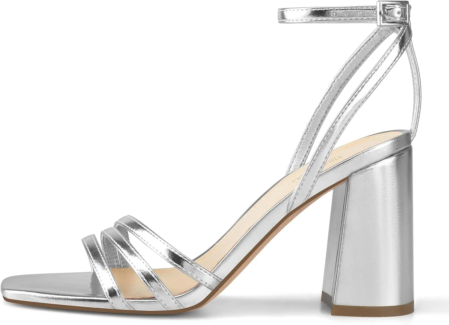 MIRAAZZURRA Womens Heeled Sandals, Square Open Toe Chunky Block Heels with Ankle Strap, for Women Daily Party Dress Comfortable Heels
