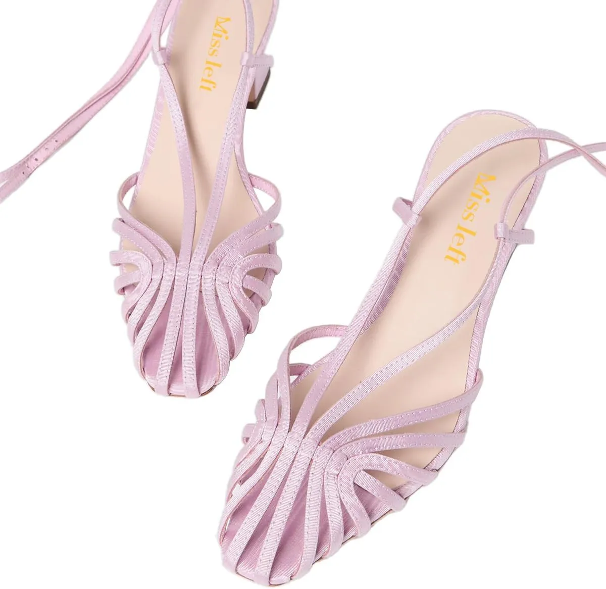 miss left Women Chic Caged Toe Chunky Mid Heel Cutout Sandals Strappy Ankle Strap Buckle Elegant Prom Evening Dress Shoes Size 4-16 US