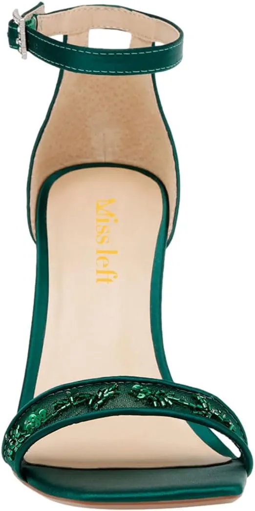 miss left Women Wedge Heel Sandals with Ankle Strap Embroidery Lace Open Toe High Heel Pumps Elegant Evening Shoes Size 4-16 US