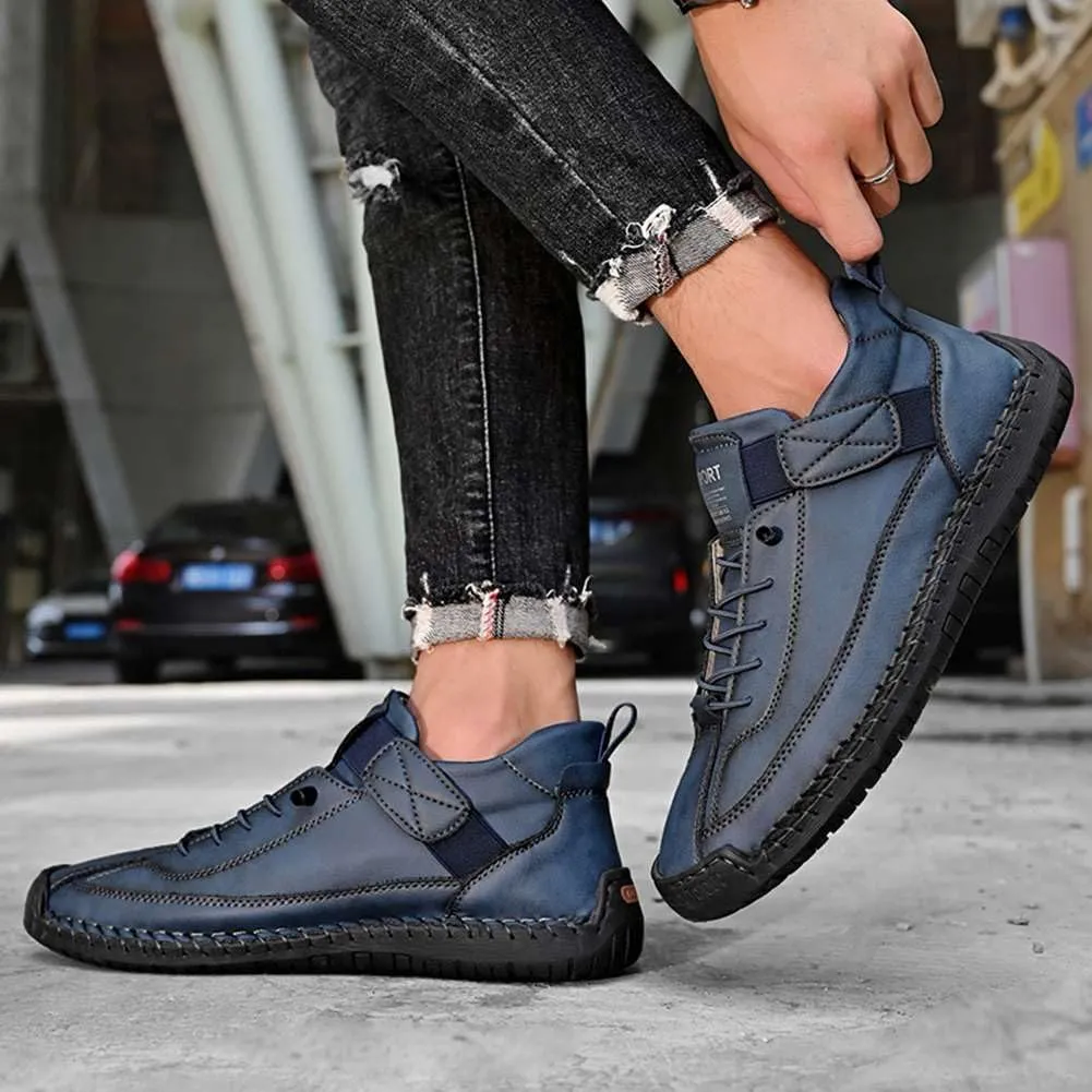 mitvr Mens Casual Leather Shoes Ankle Chukka Boots Slip On Mid top Walking Driving Loafer Shoes