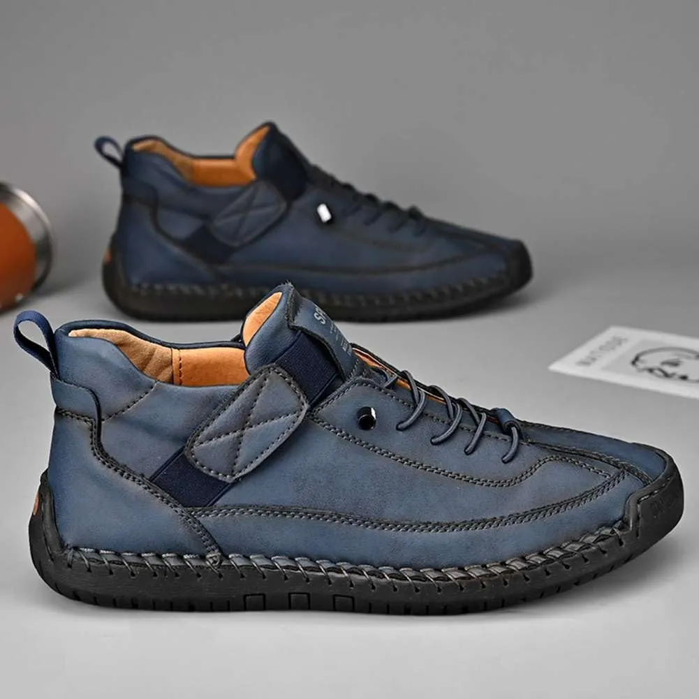 mitvr Mens Casual Leather Shoes Ankle Chukka Boots Slip On Mid top Walking Driving Loafer Shoes