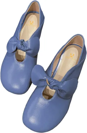 MOOMMO Women Comfortable Bow Flat Loafers Square Closed Toe Slip On Penny Loafers Cutout Flat Heel Dress Loafer Flats Bowknot Office Ladies Girls Casual Club Church Driving Flats Cute Summer 4-13 M US