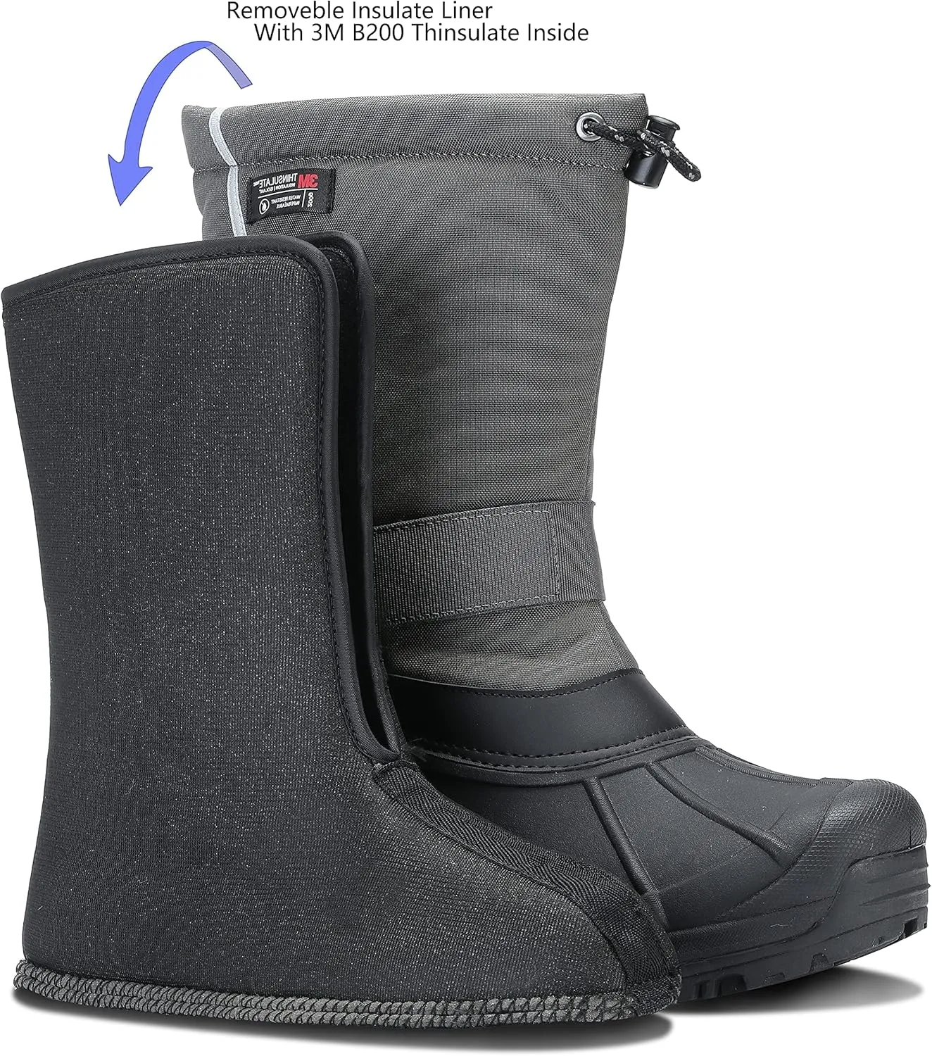 MORENDL Men's Snow Boots for Winter Waterproof Cold-Weather Non-slip Insulation Hiking Shoes with Warmth Removable Liner and Reflective Piping for Visibility