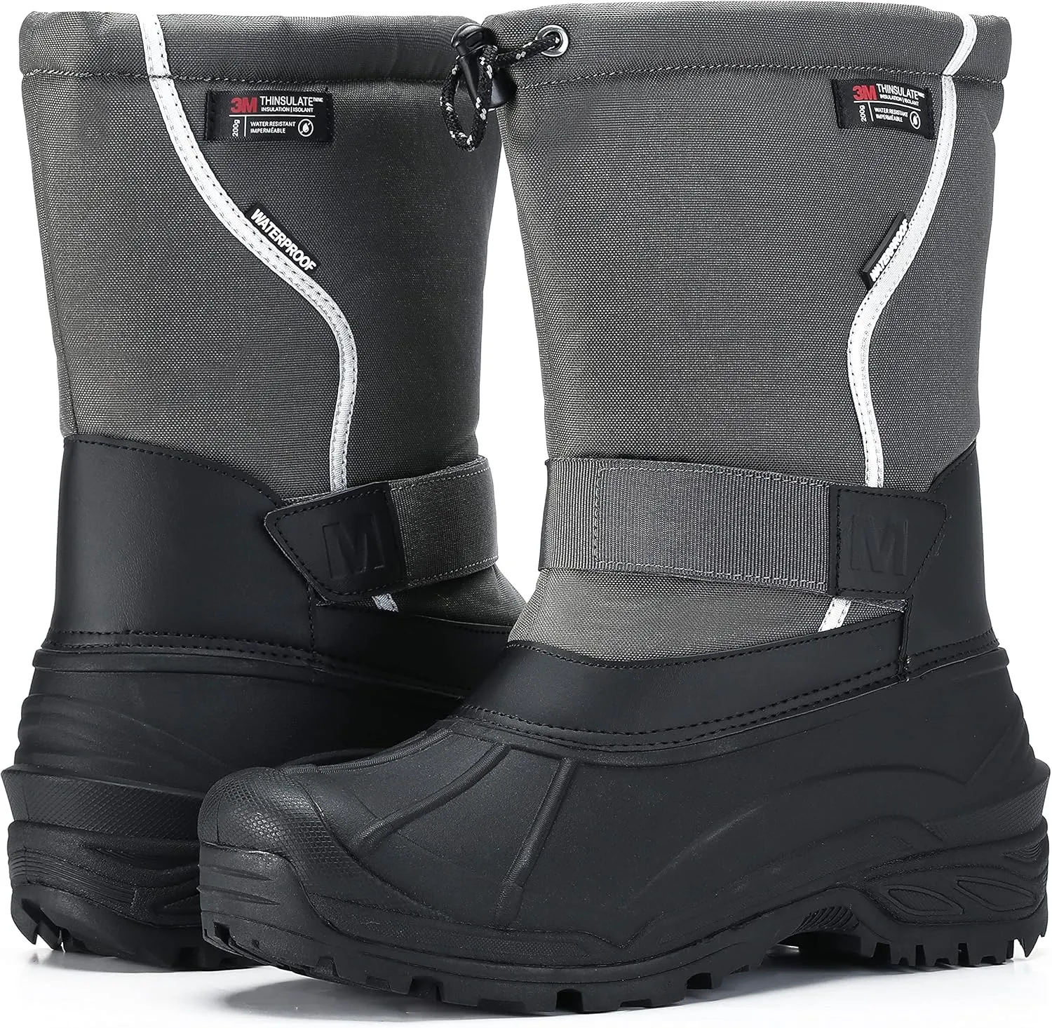 MORENDL Men's Snow Boots for Winter Waterproof Cold-Weather Non-slip Insulation Hiking Shoes with Warmth Removable Liner and Reflective Piping for Visibility