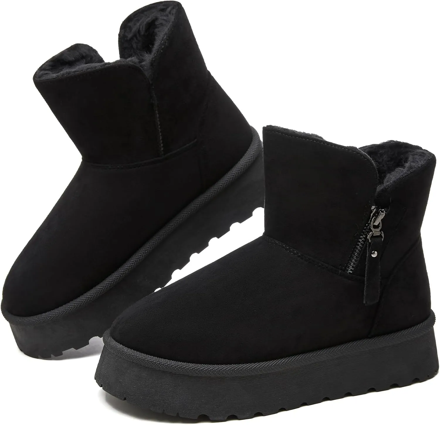 Moudki Winter Boots for Women Warm Fur Lined Booties Platform Snow Boots for Women Ankle Booties Anti-Slip Outdoor Snow Boots