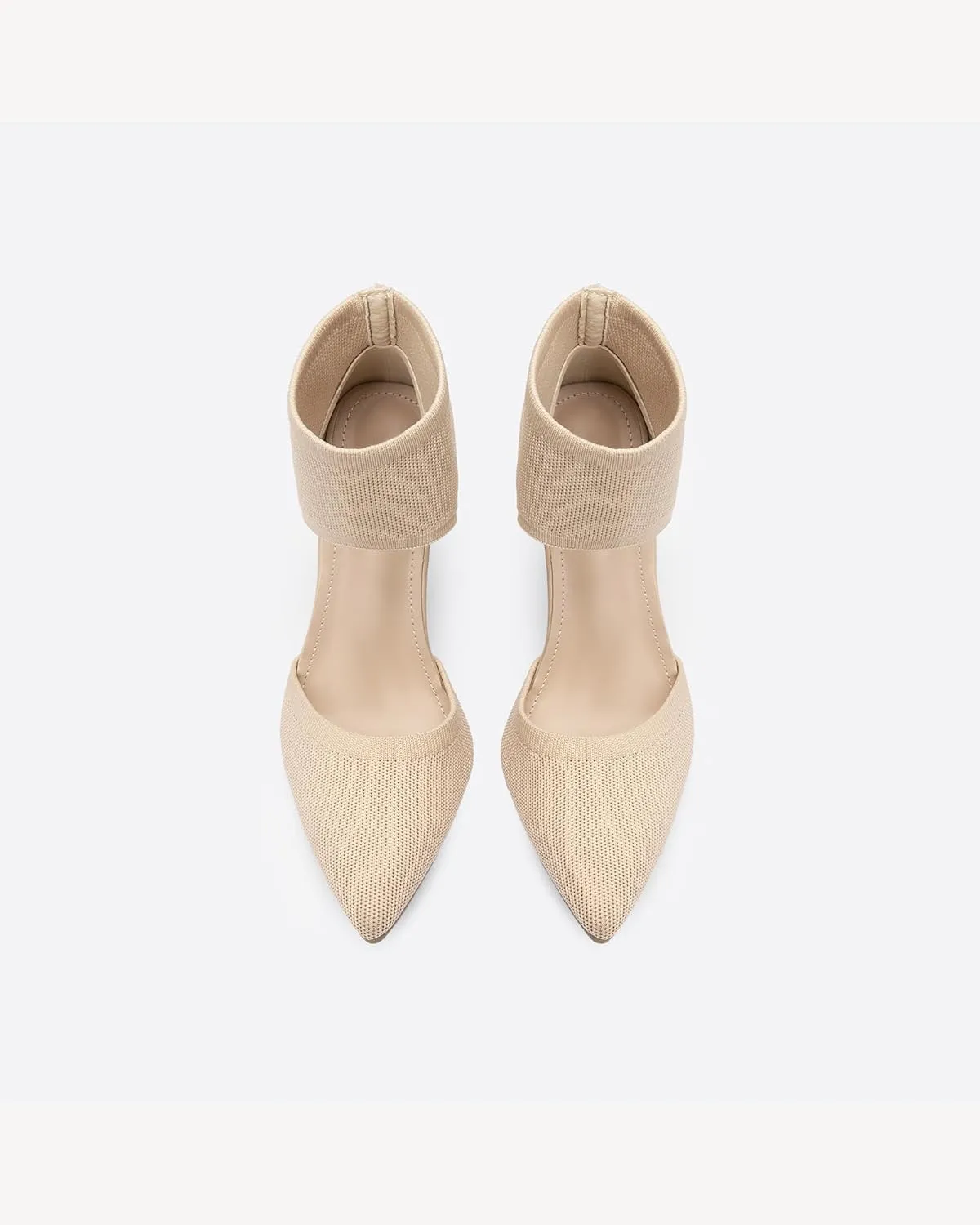 Mousse Fit Women Retro Peep Toe Elegant Stiletto Low Heeled Sandals Breathable Mesh Knit Elastic Design Upper Comfortable Shoes