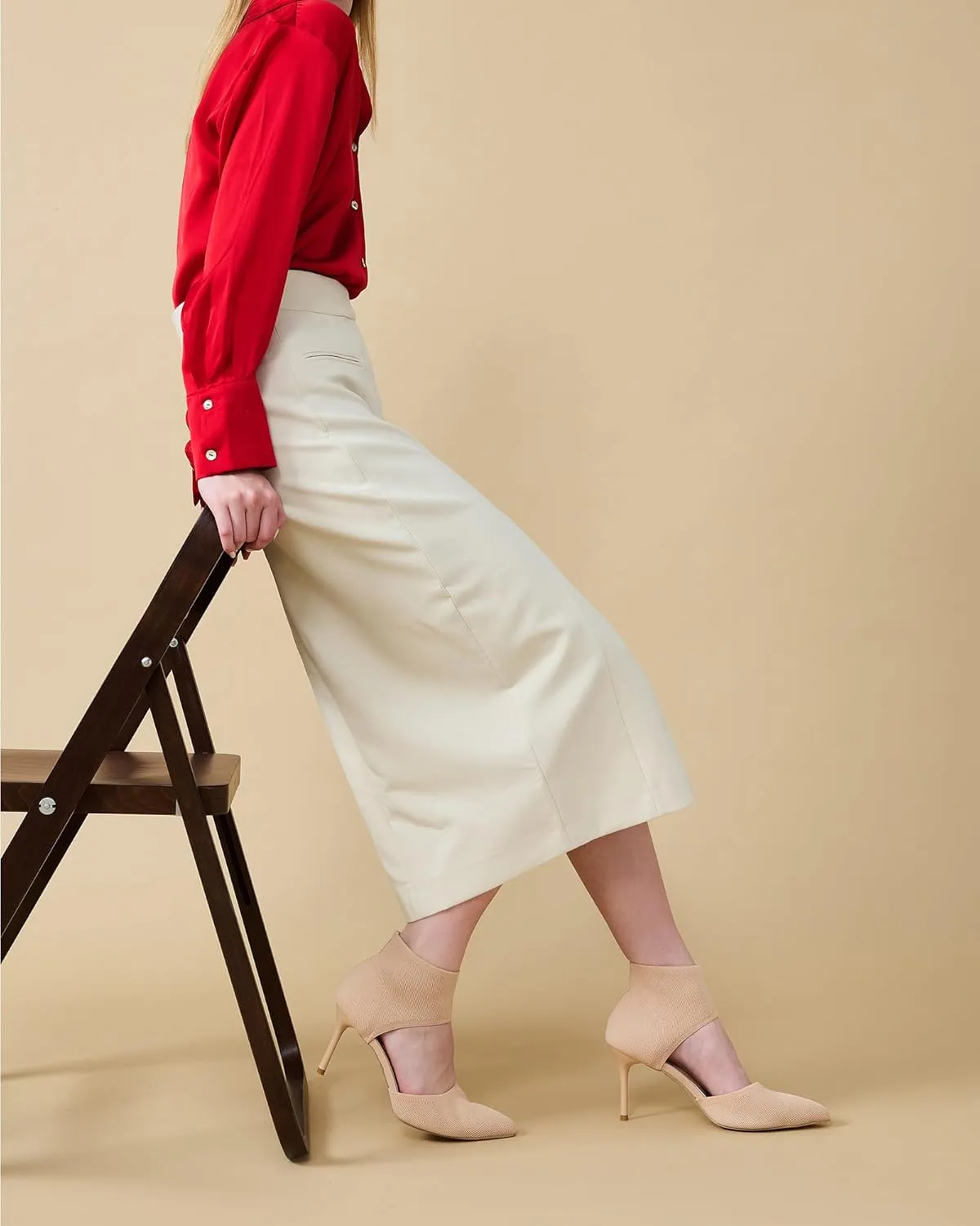 Mousse Fit Women Retro Peep Toe Elegant Stiletto Low Heeled Sandals Breathable Mesh Knit Elastic Design Upper Comfortable Shoes