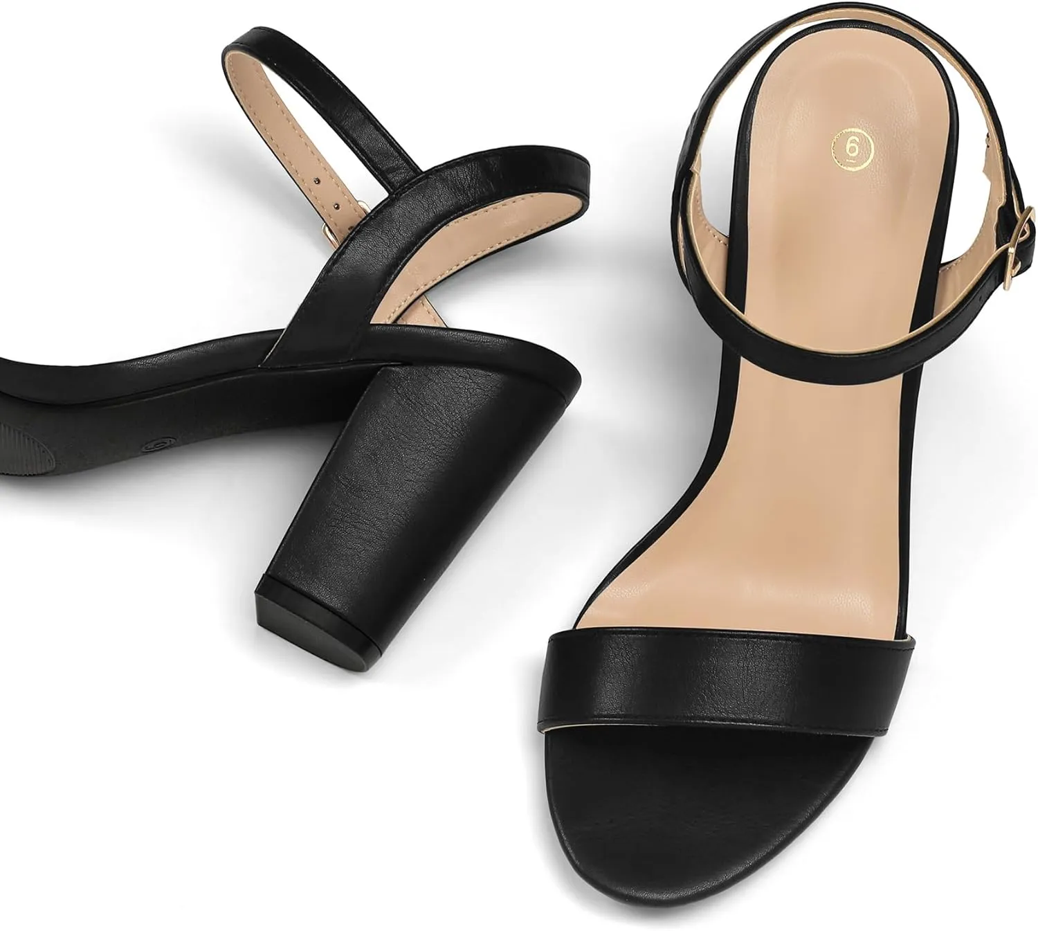 mysoft Women's Chunky Block Heels 3.5IN Open Toe Ankle Strap High Heeled Sandals Wedding Party Dress Pump Shoes