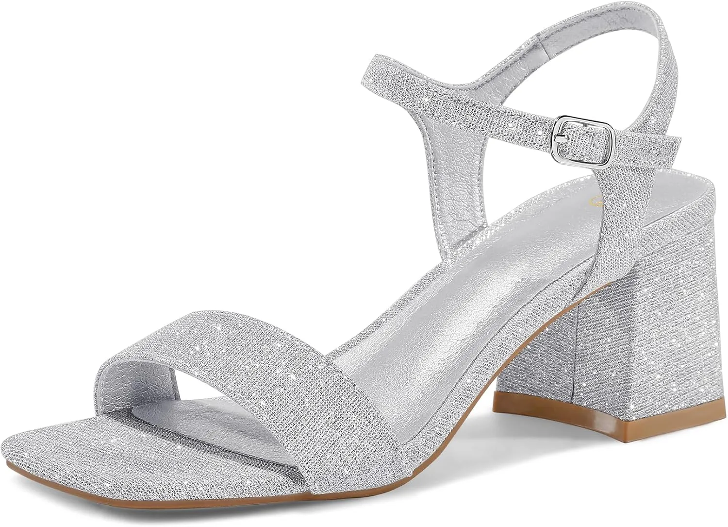 mysoft Women's Chunky Block Low Heels Open Toe Ankle Strap Heeled Sandals Comfortable Square Toe Wedding Party Dress Pump Shoes