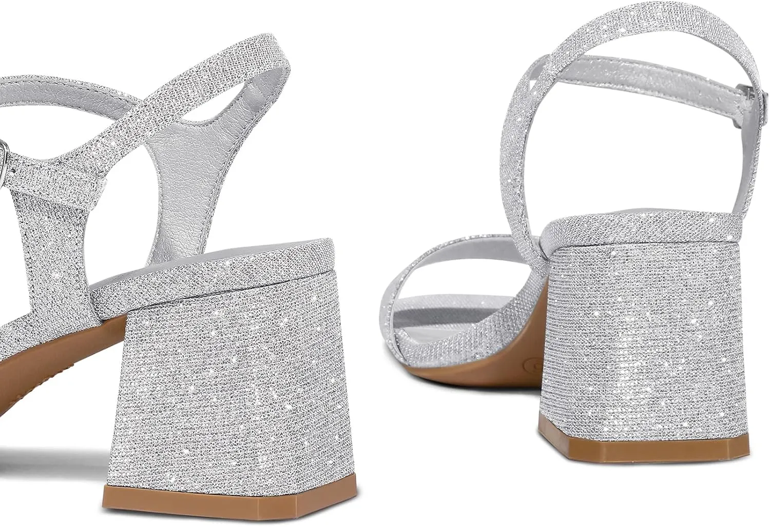 mysoft Women's Chunky Block Low Heels Open Toe Ankle Strap Heeled Sandals Comfortable Square Toe Wedding Party Dress Pump Shoes