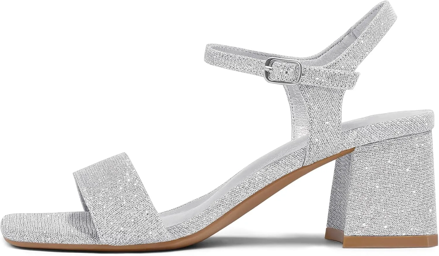 mysoft Women's Chunky Block Low Heels Open Toe Ankle Strap Heeled Sandals Comfortable Square Toe Wedding Party Dress Pump Shoes