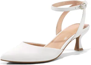 mysoft Women's Pumps Shoes Ankle Strap 2 Inch Kitten Heels Sexy Pointed Toe Wedding Party Dress Sandals