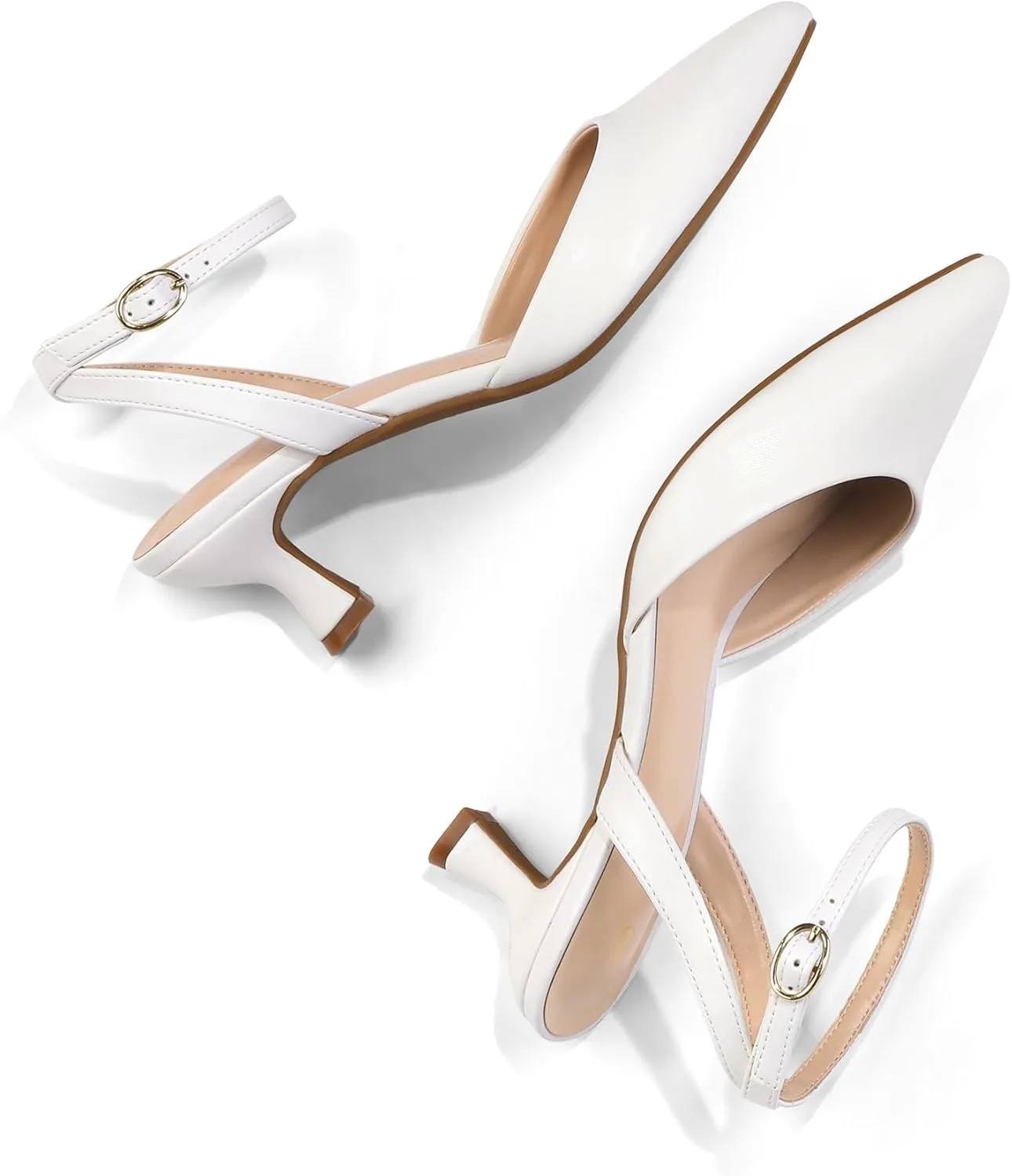 mysoft Women's Pumps Shoes Ankle Strap 2 Inch Kitten Heels Sexy Pointed Toe Wedding Party Dress Sandals