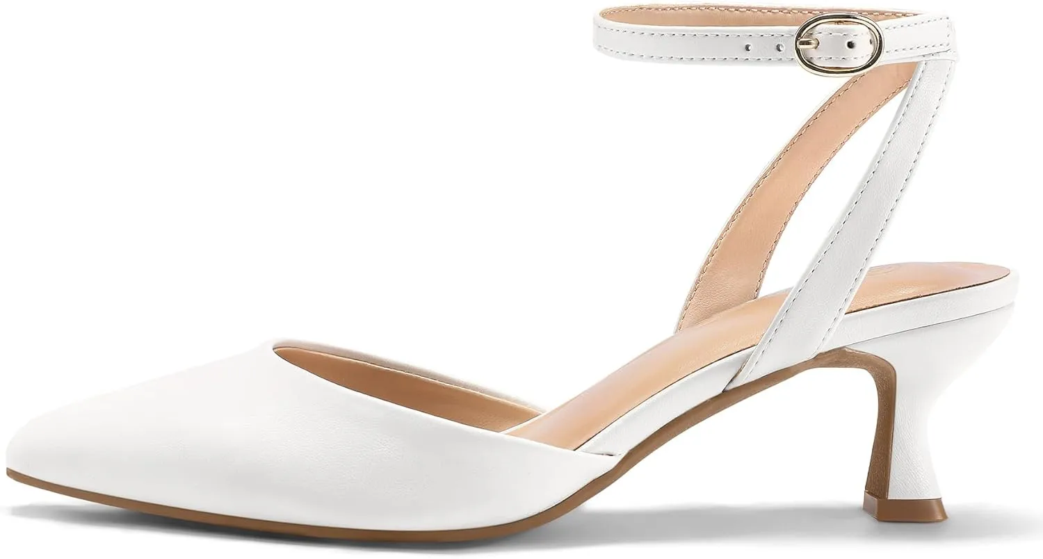 mysoft Women's Pumps Shoes Ankle Strap 2 Inch Kitten Heels Sexy Pointed Toe Wedding Party Dress Sandals