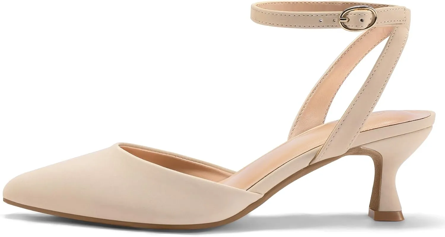 mysoft Women's Pumps Shoes Ankle Strap 2 Inch Kitten Heels Sexy Pointed Toe Wedding Party Dress Sandals