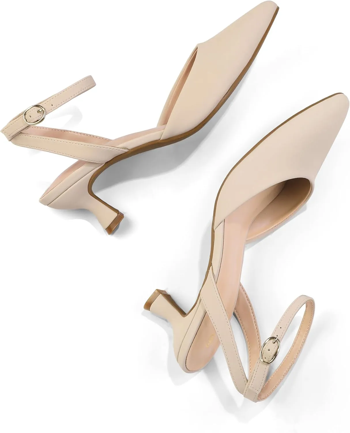 mysoft Women's Pumps Shoes Ankle Strap 2 Inch Kitten Heels Sexy Pointed Toe Wedding Party Dress Sandals