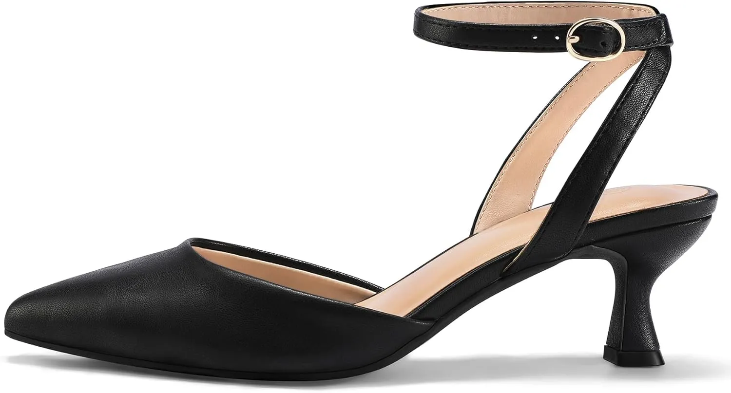 mysoft Women's Pumps Shoes Ankle Strap 2 Inch Kitten Heels Sexy Pointed Toe Wedding Party Dress Sandals