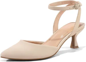 mysoft Women's Pumps Shoes Ankle Strap 2 Inch Kitten Heels Sexy Pointed Toe Wedding Party Dress Sandals