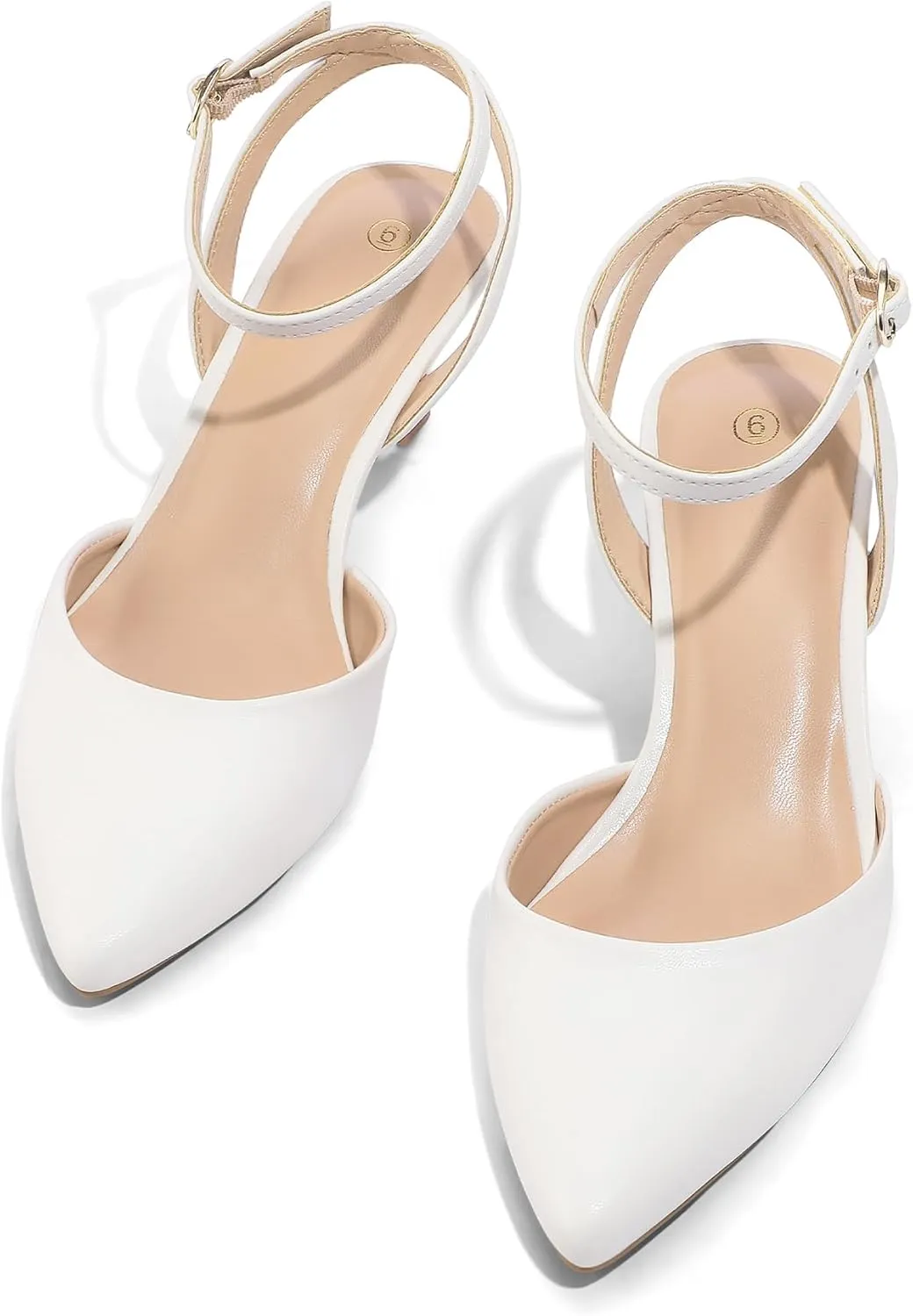 mysoft Women's Pumps Shoes Ankle Strap 2 Inch Kitten Heels Sexy Pointed Toe Wedding Party Dress Sandals