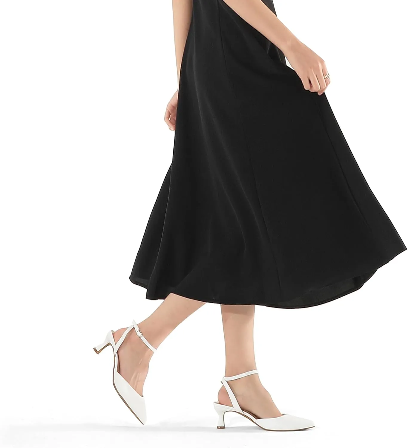 mysoft Women's Pumps Shoes Ankle Strap 2 Inch Kitten Heels Sexy Pointed Toe Wedding Party Dress Sandals