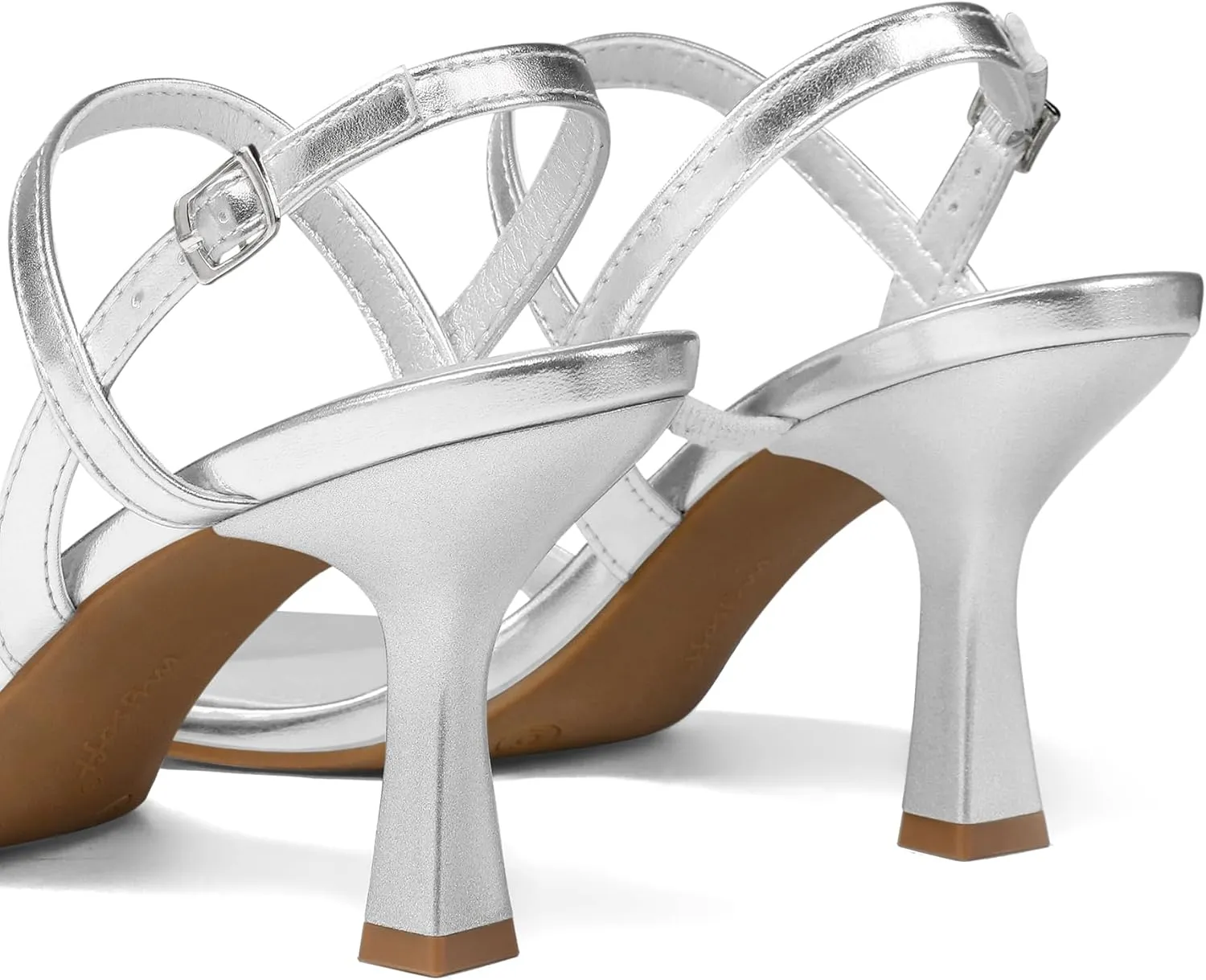 mysoft Women's Strappy Stiletto Heels Open Square Toe Ankle Strap Dress Shoes 3 Inch Kitten Heeled Sandals