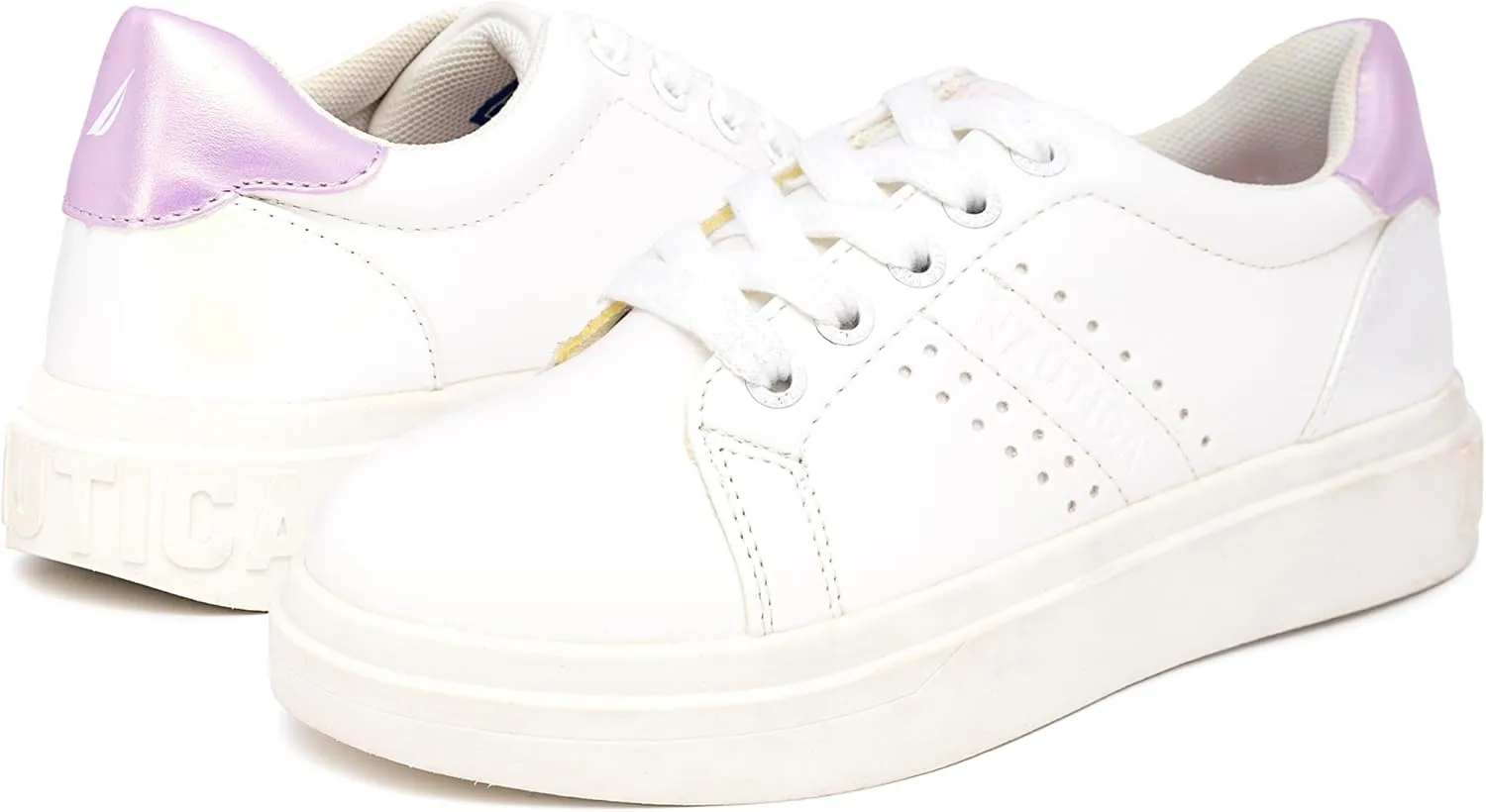 Nautica Girls Fashion Shoe - Lace-Up Low-Top Tennis Sneakers for Big Kids, Little Kids & Toddlers (Regular Heel/Platform Sole)