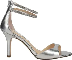 NINA Womens Viktora Metallic Ankle Strap Evening Dress Sandals High Heel 3" & Up - Silver