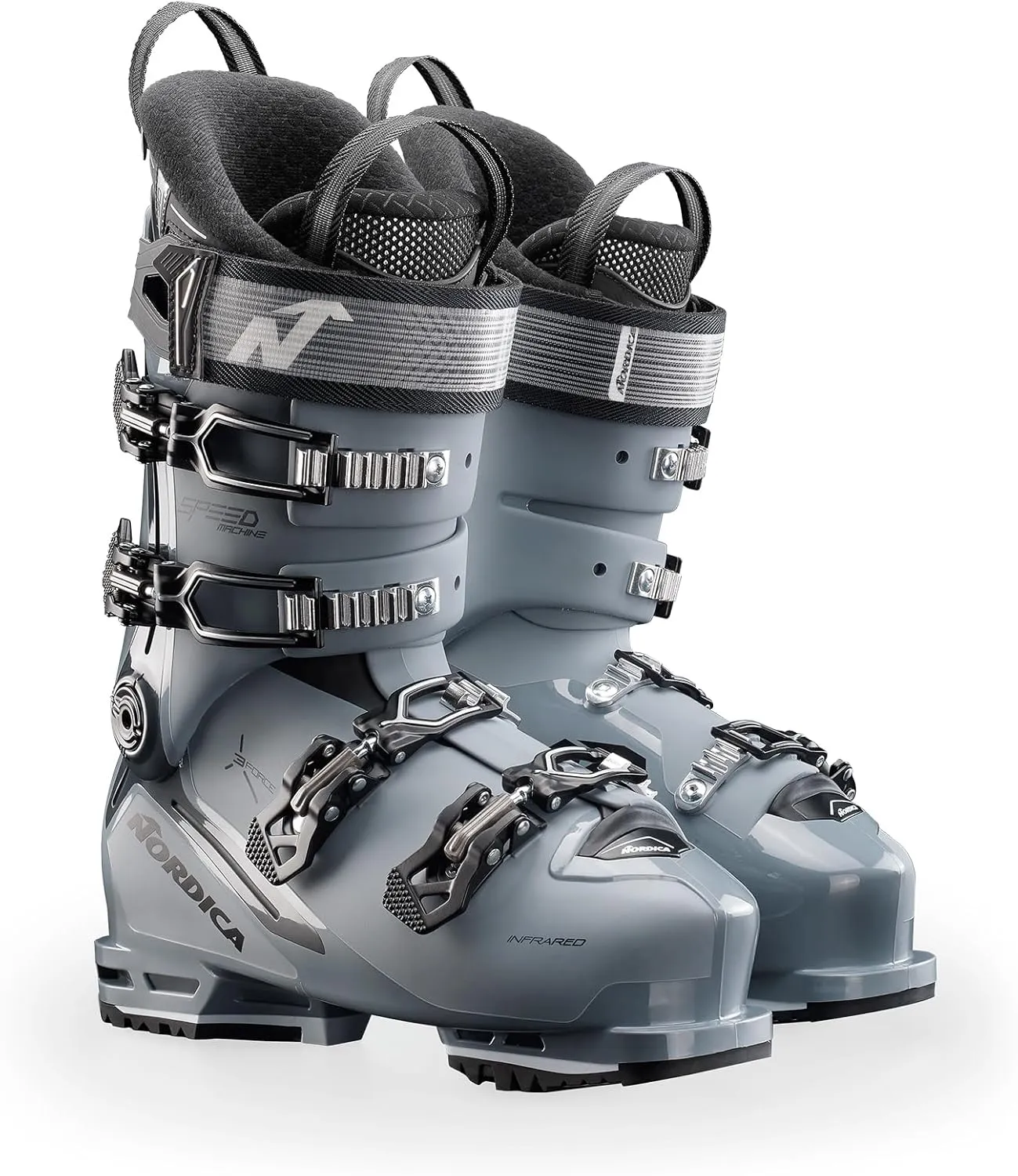 Nordica Men's Speedmachine 3 100 Durable Warm Insulated Water-Resistant Grip Walk All-Mountain Touring Ski Boots, Anthracite/Black/White, 25.5