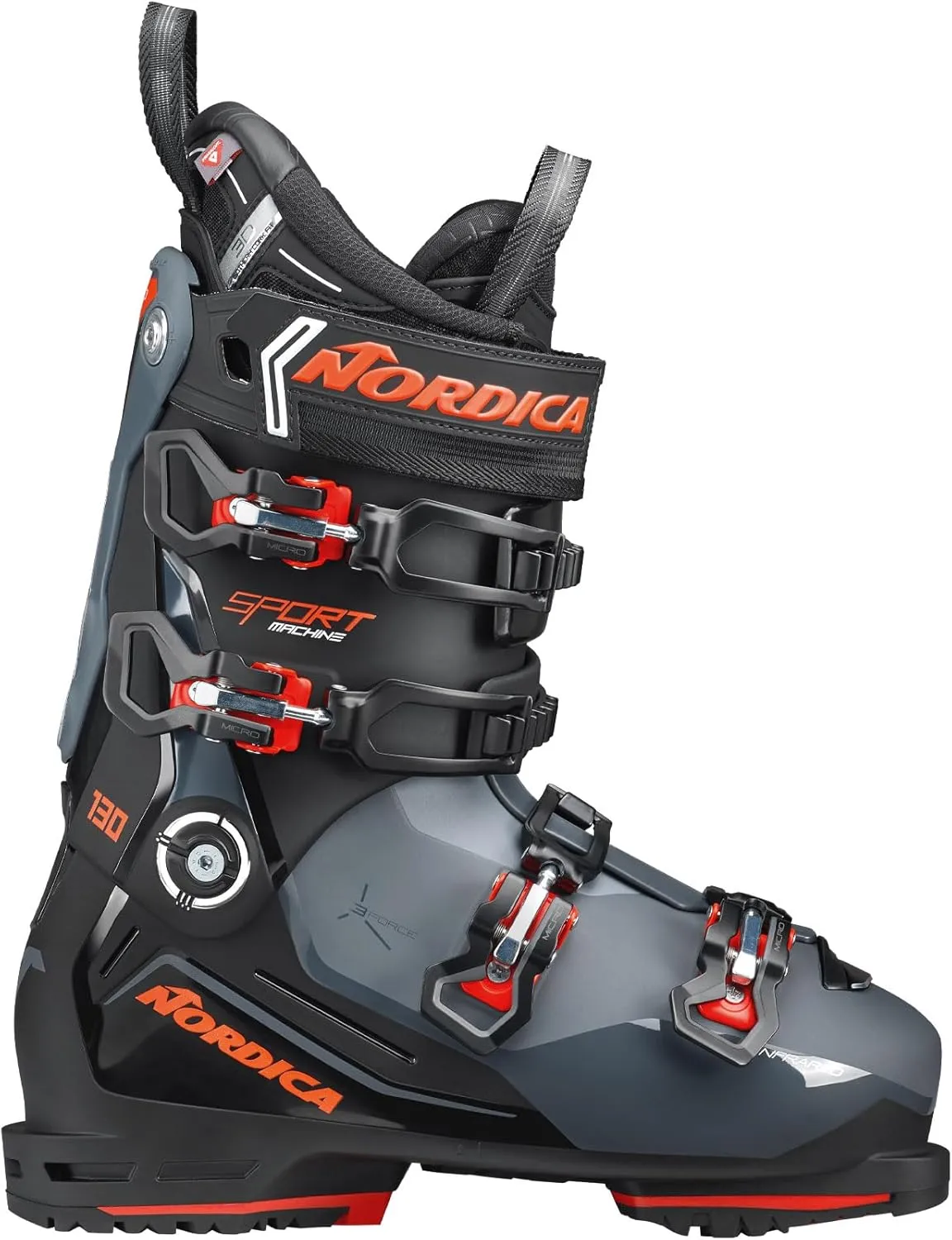 NORDICA Men's Sportmachine 3 130 Ski Boots - High-Performance Custom Fit All-Mountain Ski Boots for High-Volume Feet with Adjustable Cuff Control