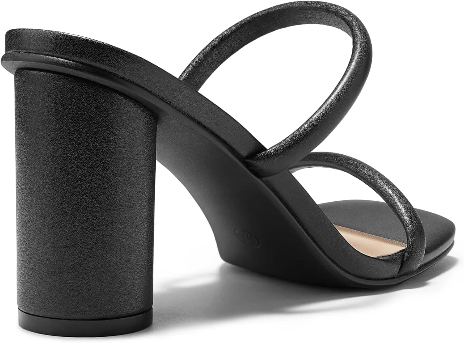 Nude Slip on Heels Women Black Heeled Sandals Dressy Square Toe Block Chunky Clear Slide Heels for Women