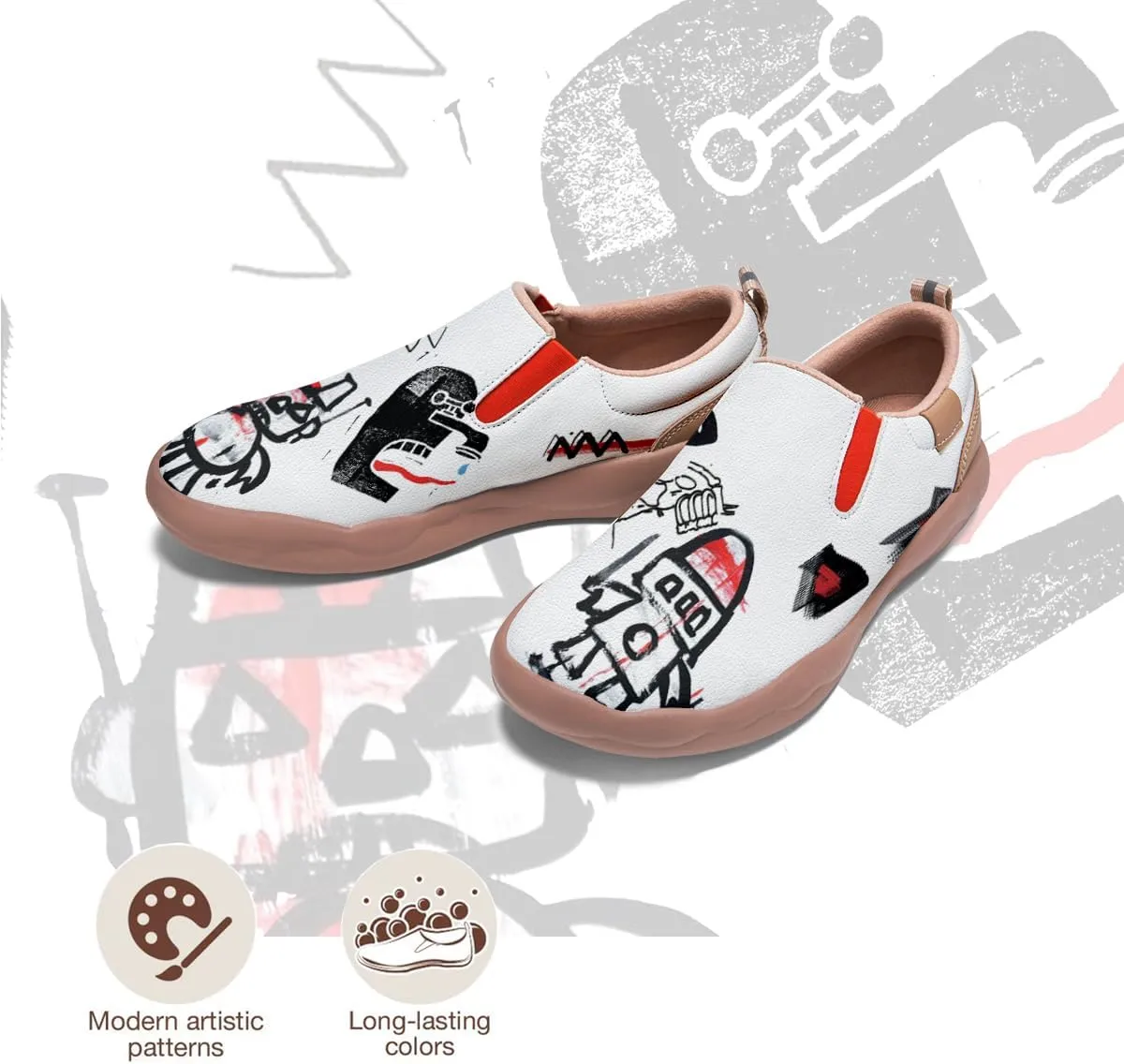 Onehorse Women's Graffiti Painted Shoes Walking Travel Casual Loafers Lightweight Comfort Slip-On Fashion Sneakers