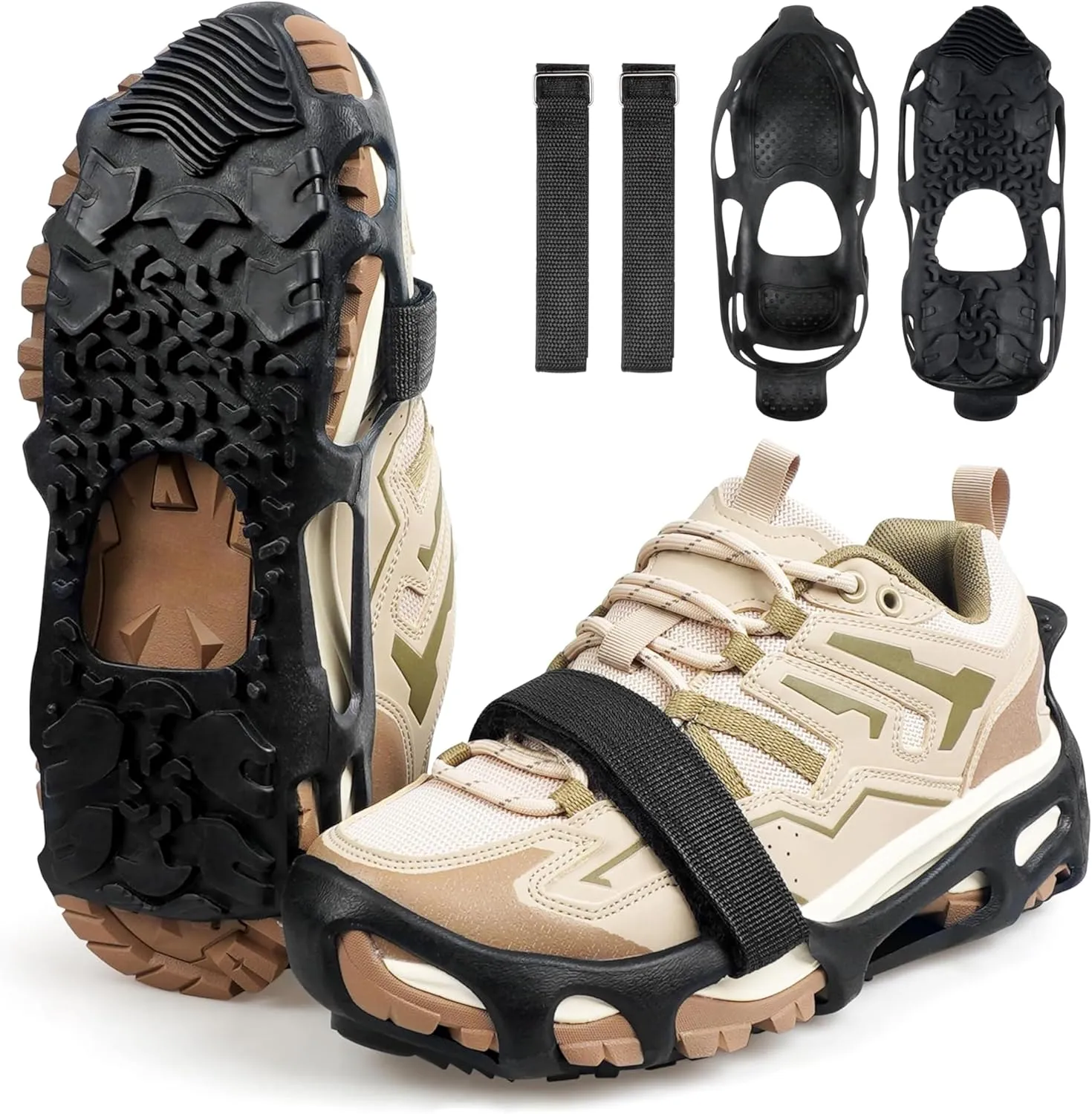 OROOTL Spikeless Ice Cleats for Indoor/Outdoor Spikeless Footwear Traction Device for Men Women Non Slip Ice Cleats Universal Shoes Grippers Job Safety Traction Slip-On