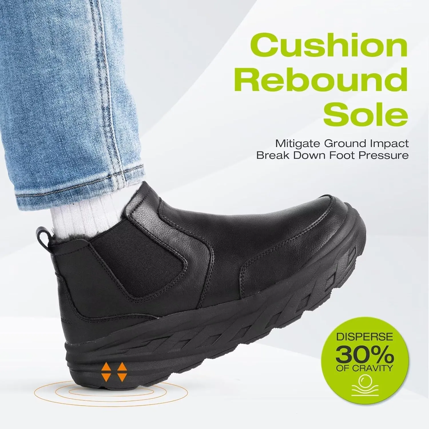 OrthoComfoot Men's Orthopedic Wide Leather Winter Ankle Boots: Comfortable Arch Support Dress Shoes for Diabetic, Casual Plantar Fasciitis Walking Shoes for Foot and Heel Pain Relief