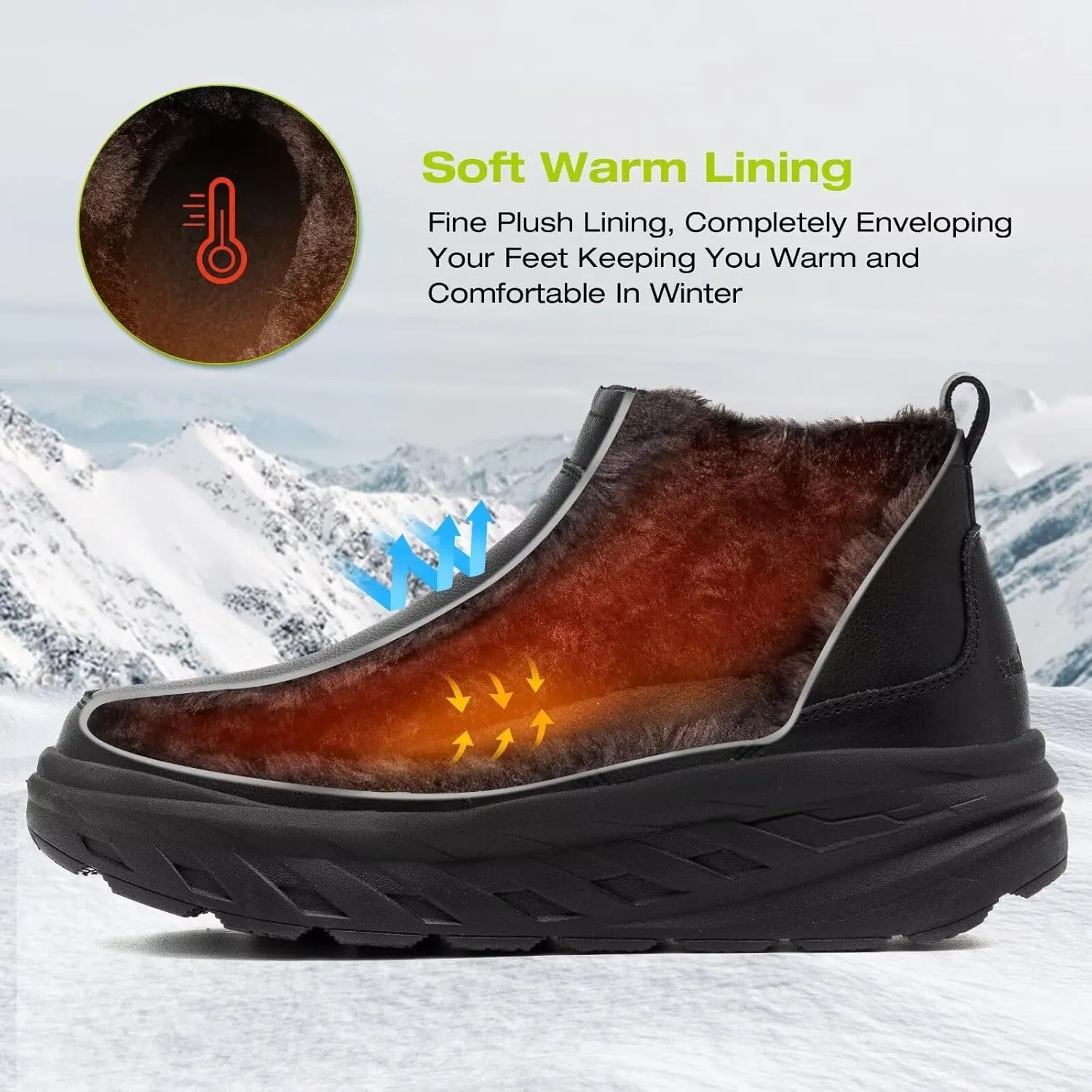 OrthoComfoot Men's Orthopedic Wide Leather Winter Ankle Boots: Comfortable Arch Support Dress Shoes for Diabetic, Casual Plantar Fasciitis Walking Shoes for Foot and Heel Pain Relief