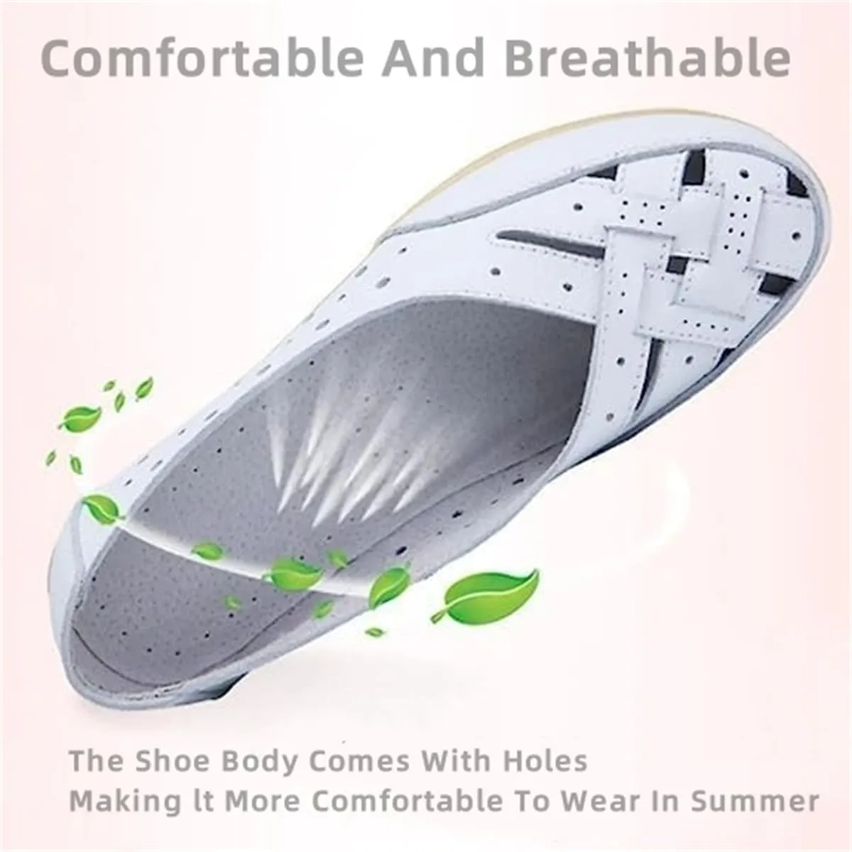 Orthopedic Loafers in Breathable Leather,Womens Casual Soft Sole Hollow Slip on Walking Shoes,Closed Toe Flat Boat Shoes