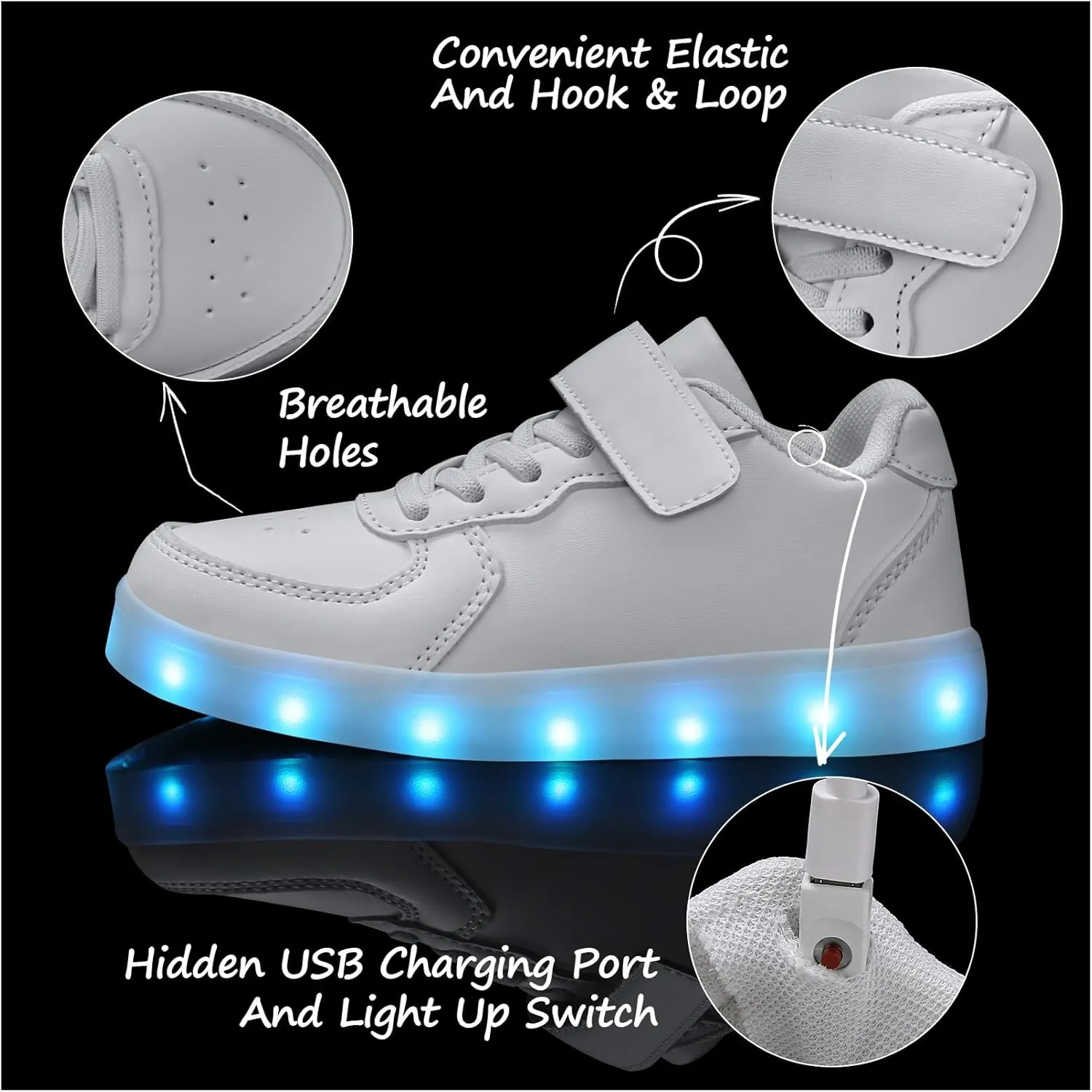 Padgene Kids LED Light Up Shoes USB Rechargeable Unisex Boys Girls LED Sneakers Cool Flashing Low Top Sneakers Luminous Shoes