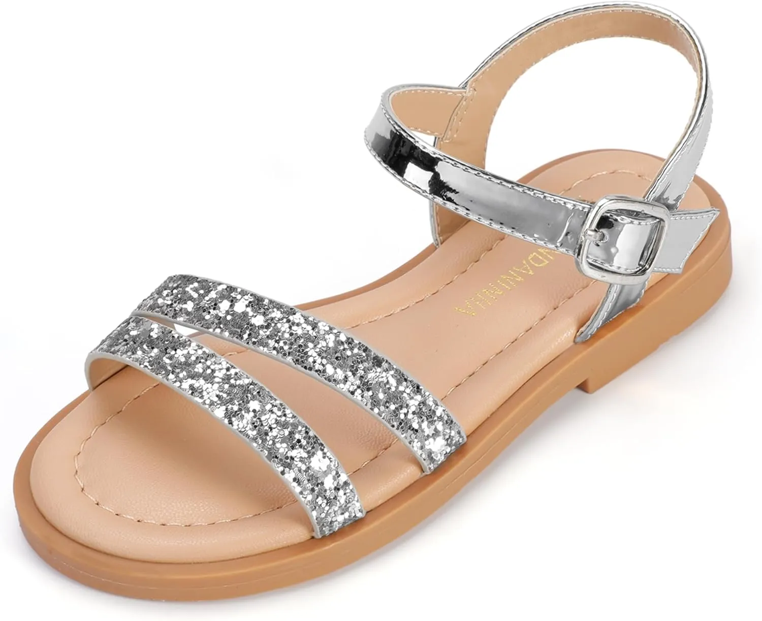 PANDANINJIA Girls Sandals Toddler Little Big Kids Kid Cute Open Toe Flats Dress Sandals Mona Summer Shoes