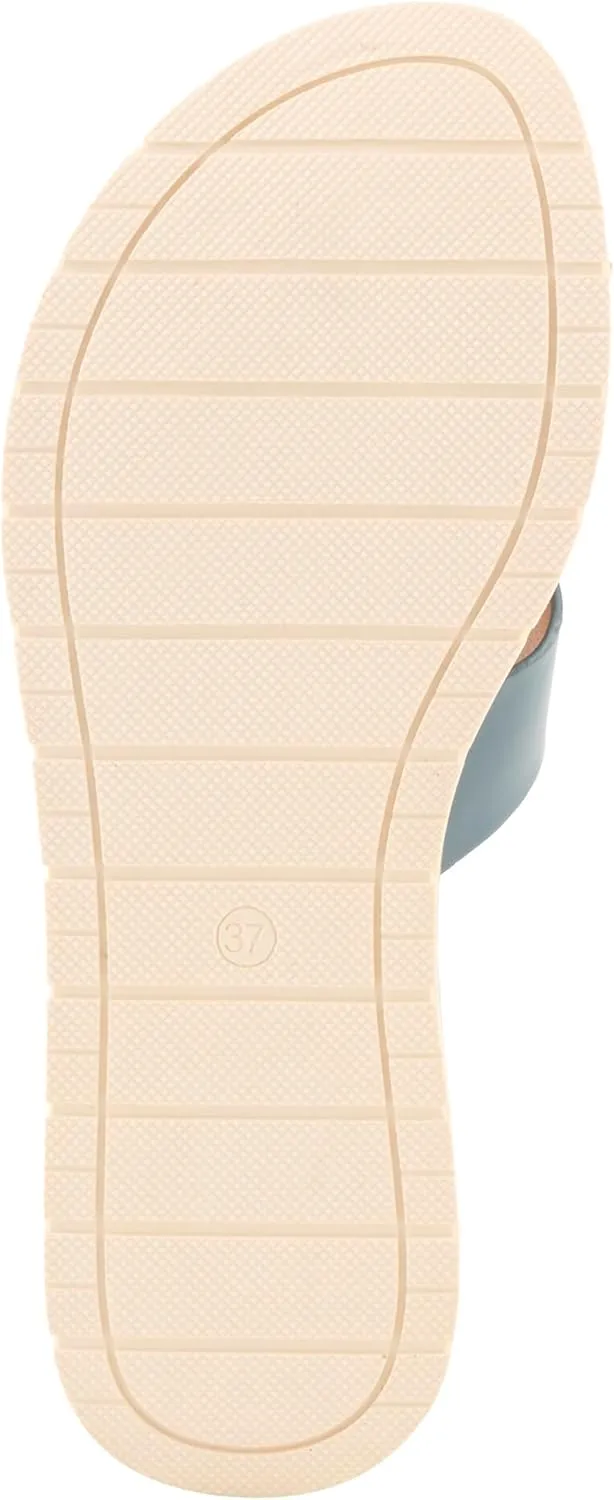 PATRIZIA Women's MALMO Slide Sandals - H-Band Design, Gold Embellishment, Faux Stacked Wedge