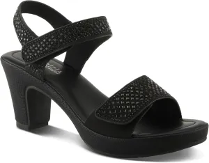 PATRIZIA Women’s Shining Slip-On Wedge Sandals – Crystal Embellished Cut-Out Design ladies slides with Comfy Silky Wrap and Flexible Rubber Sole