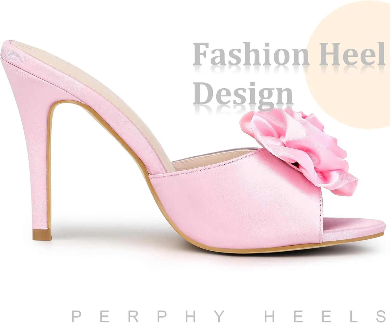 Perphy Flower Heels Dress Open Toe Slide Stiletto Heel Sandals for Women