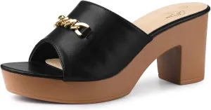 Perphy Open Toe Platform Block Heel Slides Sandals for Women