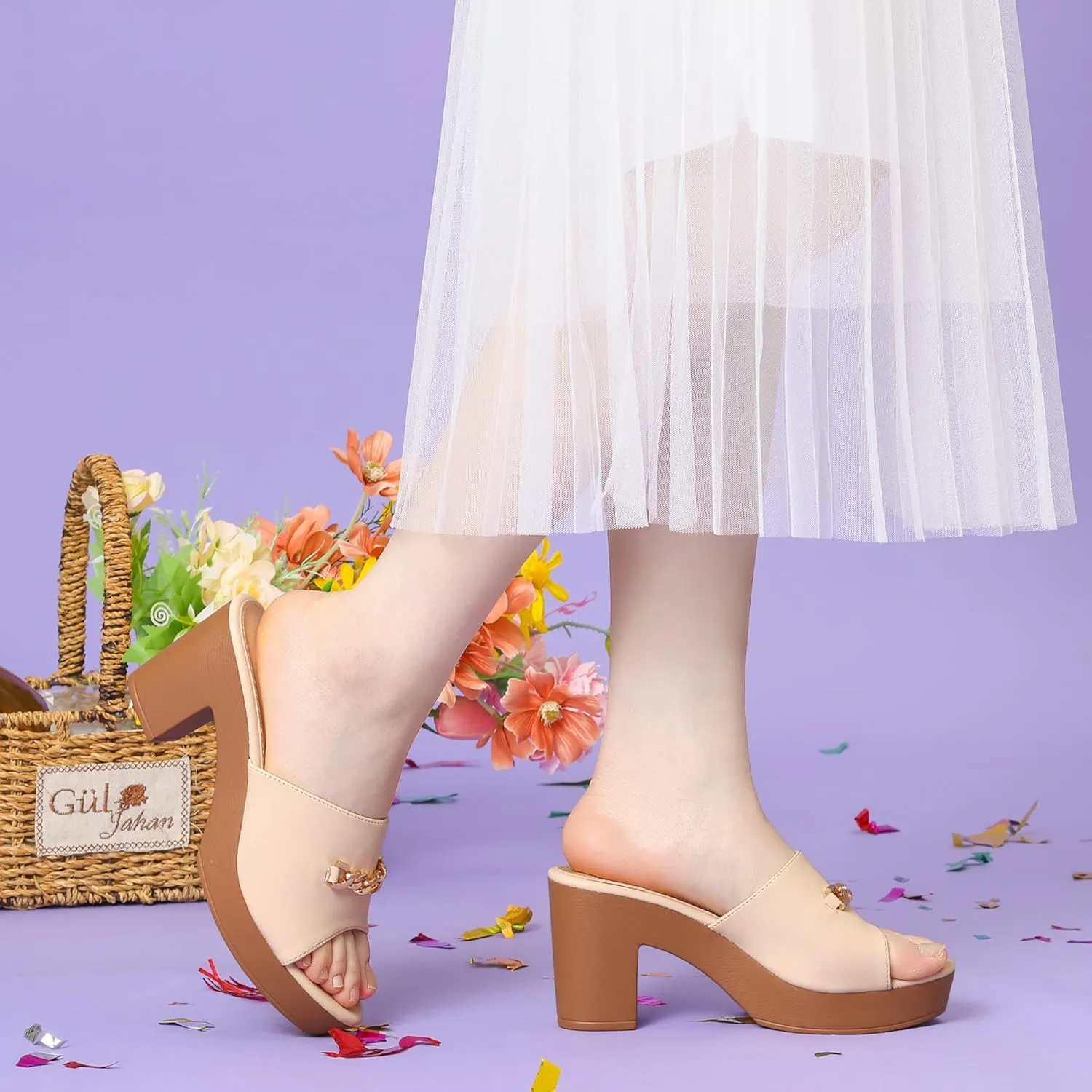 Perphy Open Toe Platform Block Heel Slides Sandals for Women