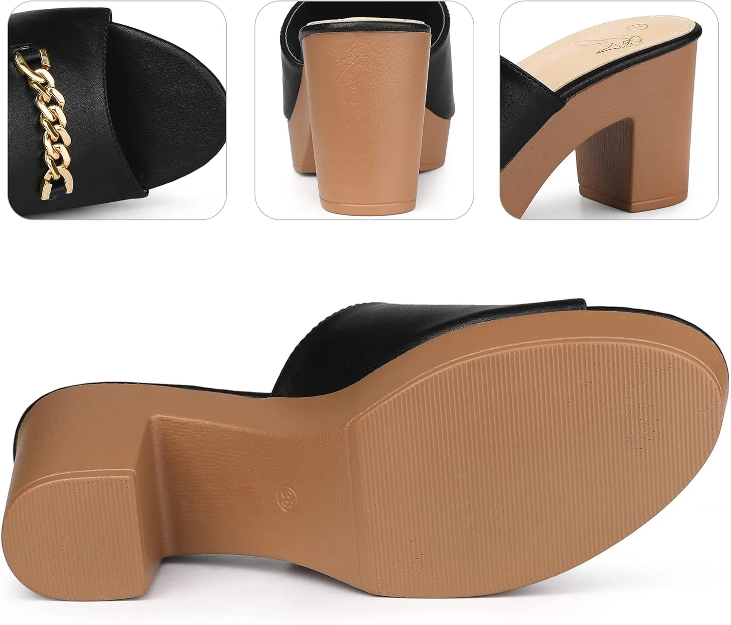 Perphy Open Toe Platform Block Heel Slides Sandals for Women