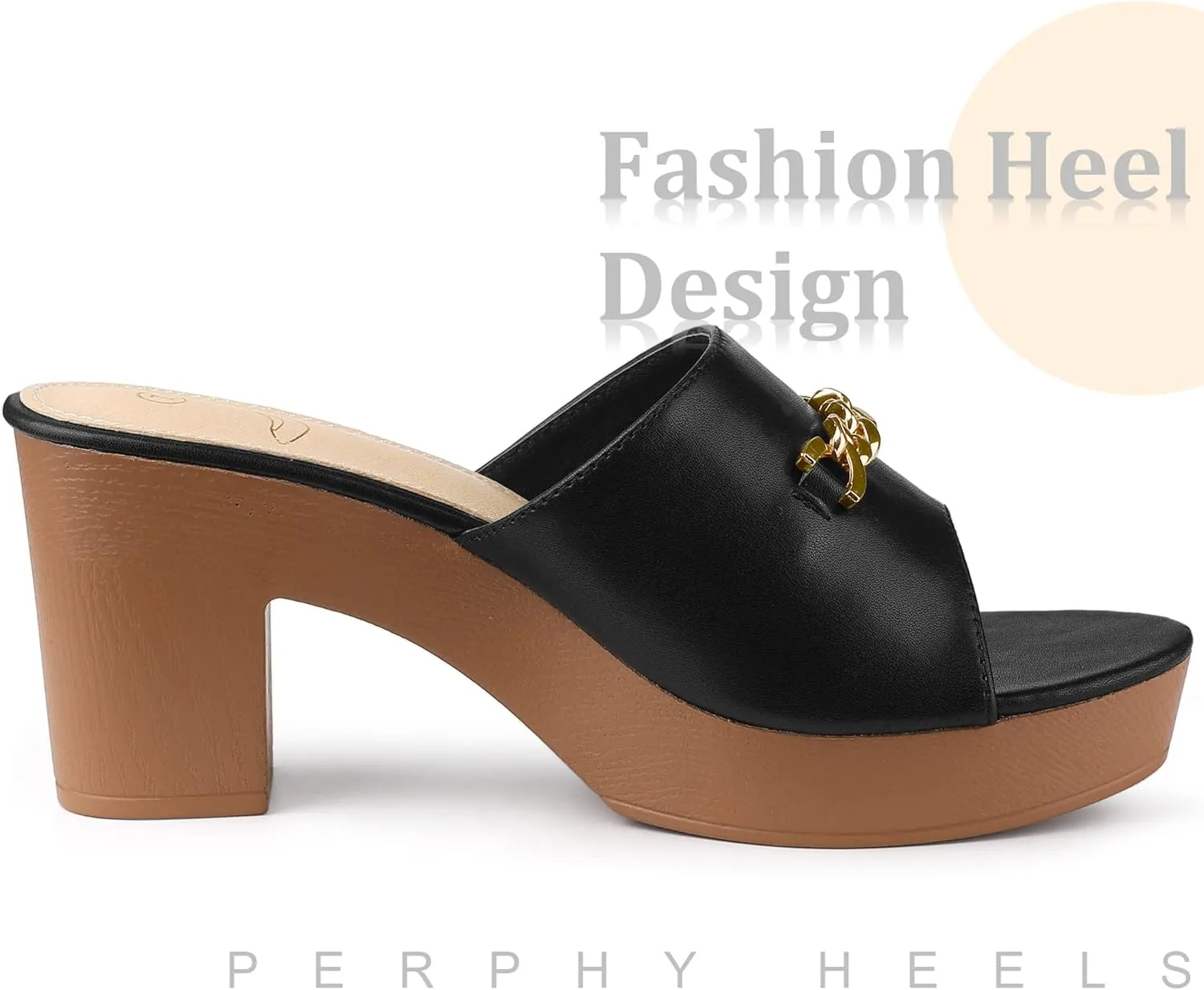 Perphy Open Toe Platform Block Heel Slides Sandals for Women