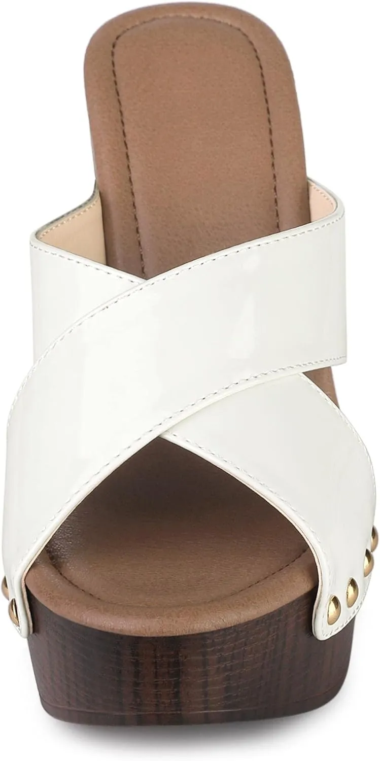 Perphy Platform Crisscross Strap Chunky Heels Sandals for Women