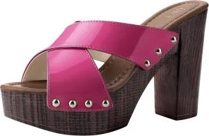 Perphy Platform Crisscross Strap Chunky Heels Sandals for Women
