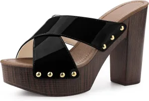Perphy Platform Crisscross Strap Chunky Heels Sandals for Women