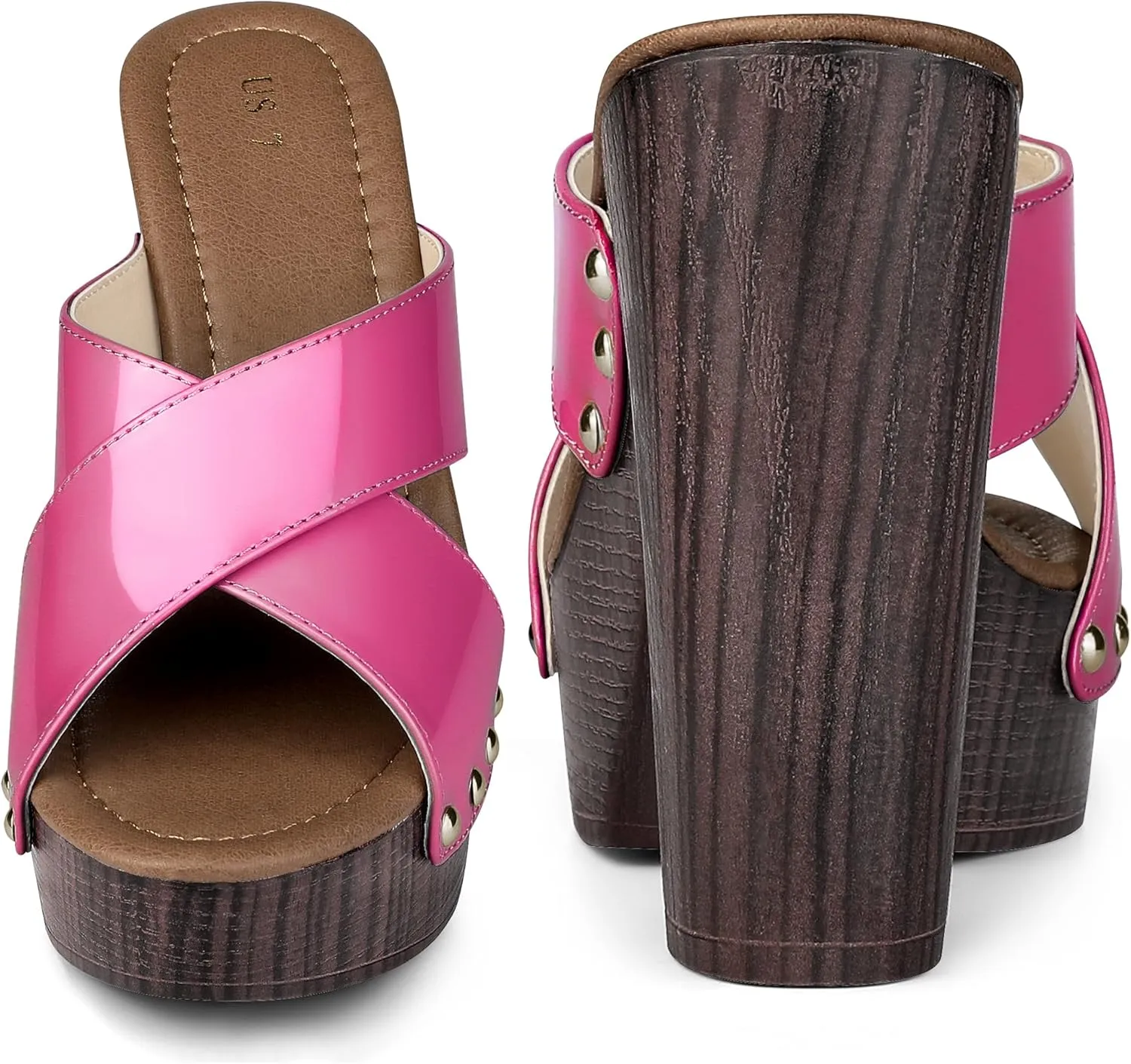 Perphy Platform Crisscross Strap Chunky Heels Sandals for Women